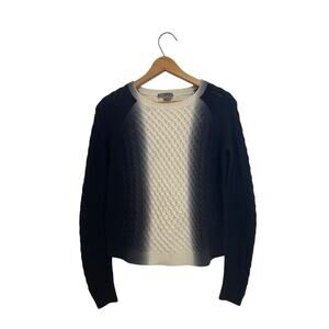 Vince Ombre Cable-knit Cashmere Wool Sweater Black Cream Colorblock XS